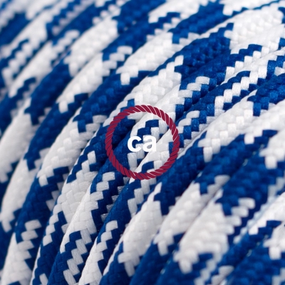TO210 Blue Houndstooth Round Electric Cable covered by Rayon fabric 2CORE ONLY