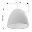 Silicone Lampshade color white supplied with diffuser and strain relief. Diameter cm 25.