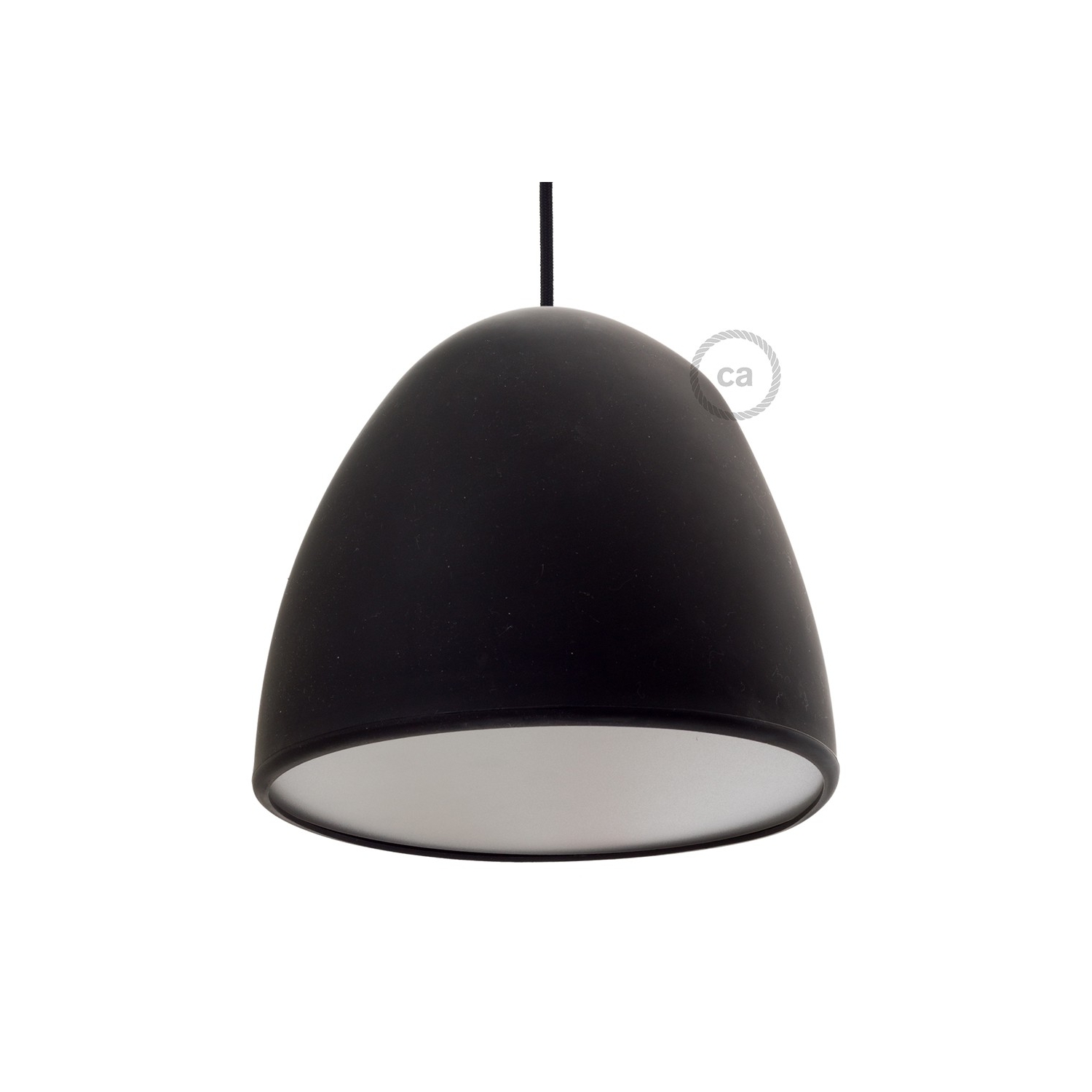 Silicone Lampshade color black supplied with diffuser and strain relief. Diameter cm 25.