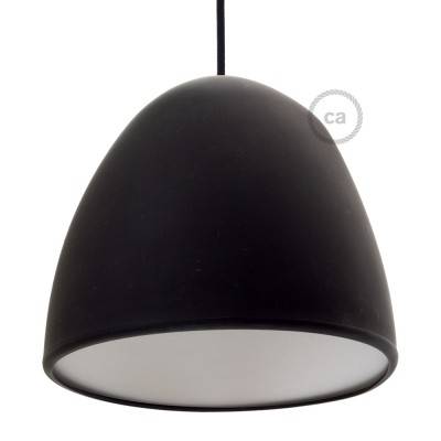 Silicone Lampshade color black supplied with diffuser and strain relief. Diameter cm 25.