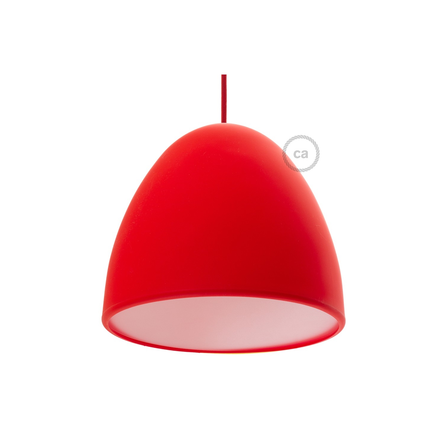 Silicone Lampshade color red supplied with diffuser and strain relief. Diameter cm 25.