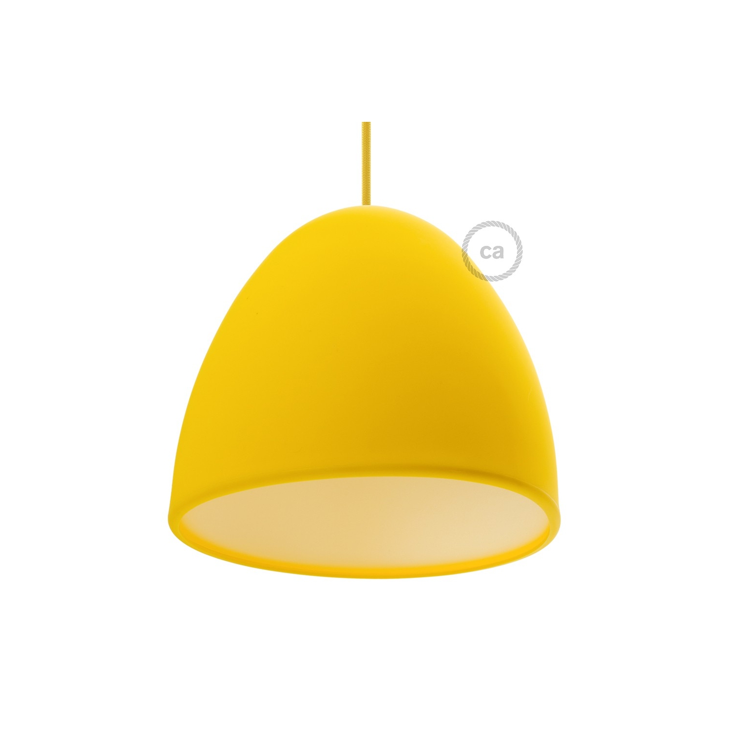 Silicone Lampshade color yellow supplied with diffuser and strain relief. Diameter cm 25.