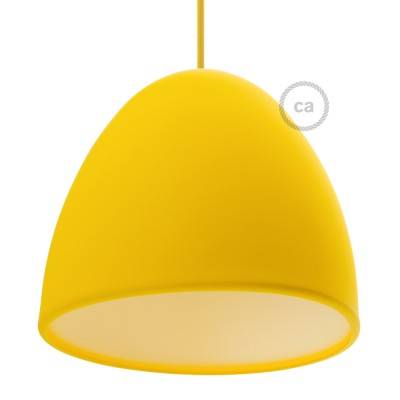 Silicone Lampshade color yellow supplied with diffuser and strain relief. Diameter cm 25.