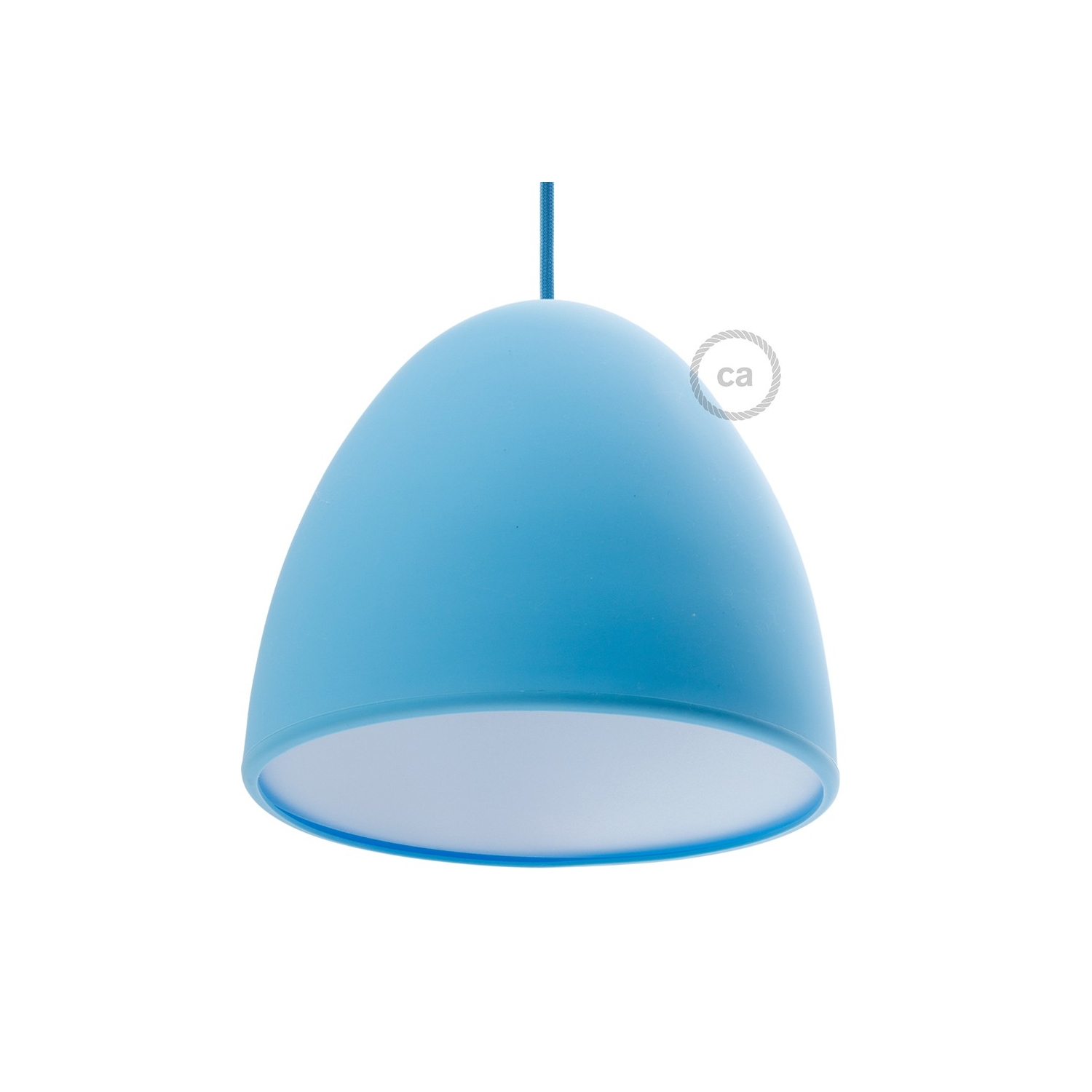 Silicone Lampshade color light blue supplied with diffuser and strain relief. Diameter cm 25.