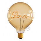 LED Golden Light Bulb for upright lamp - Globe G125 Single Filament “Love” - 5W E27 Decorative Vintage 2000K