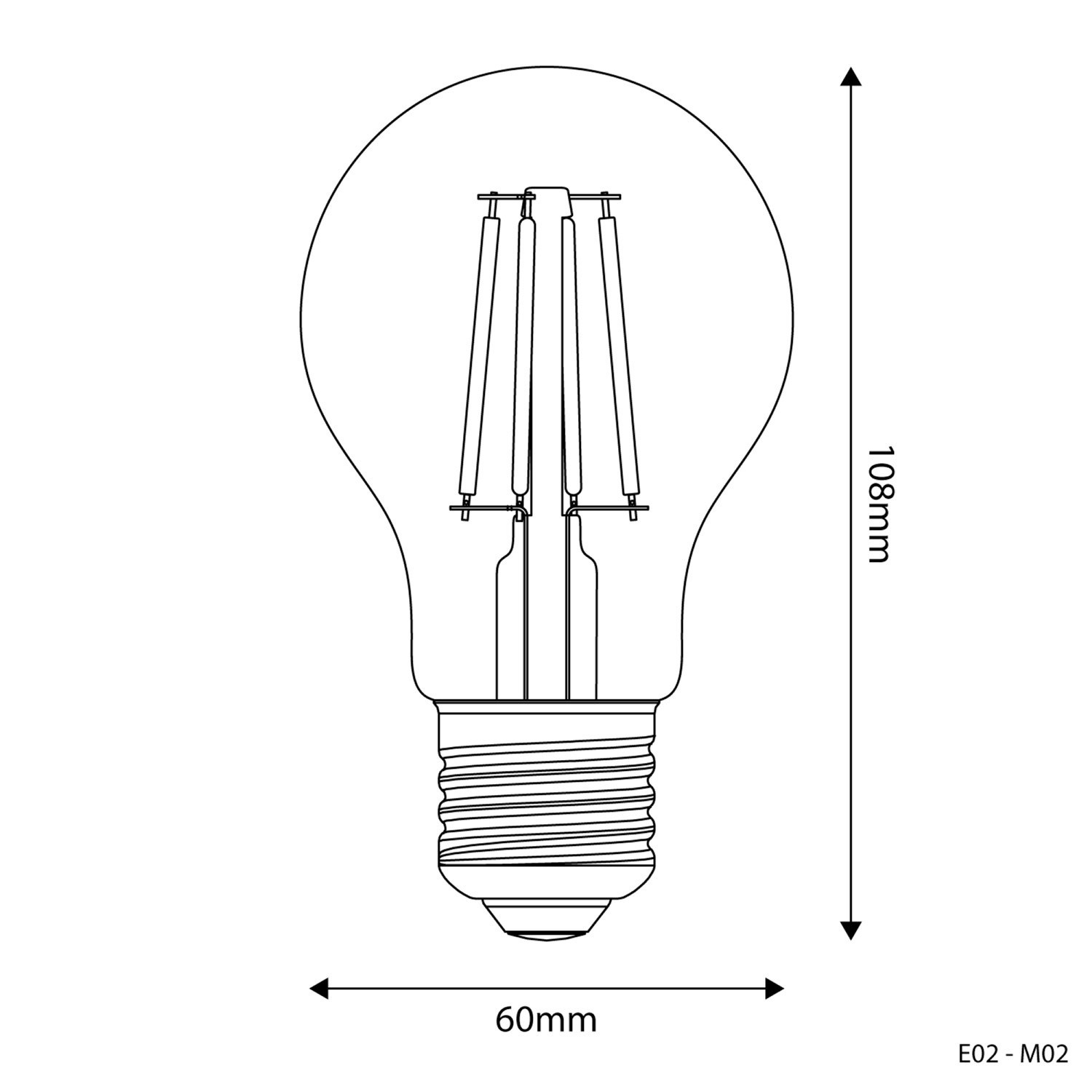 LED Clear Drop Light Bulb A60 4W 470Lm E27 2700K - E02