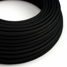 Ultra Soft silicone electric cable with Glossy Charcoal Black fabric lining - RM04 round 2x0,75 mm